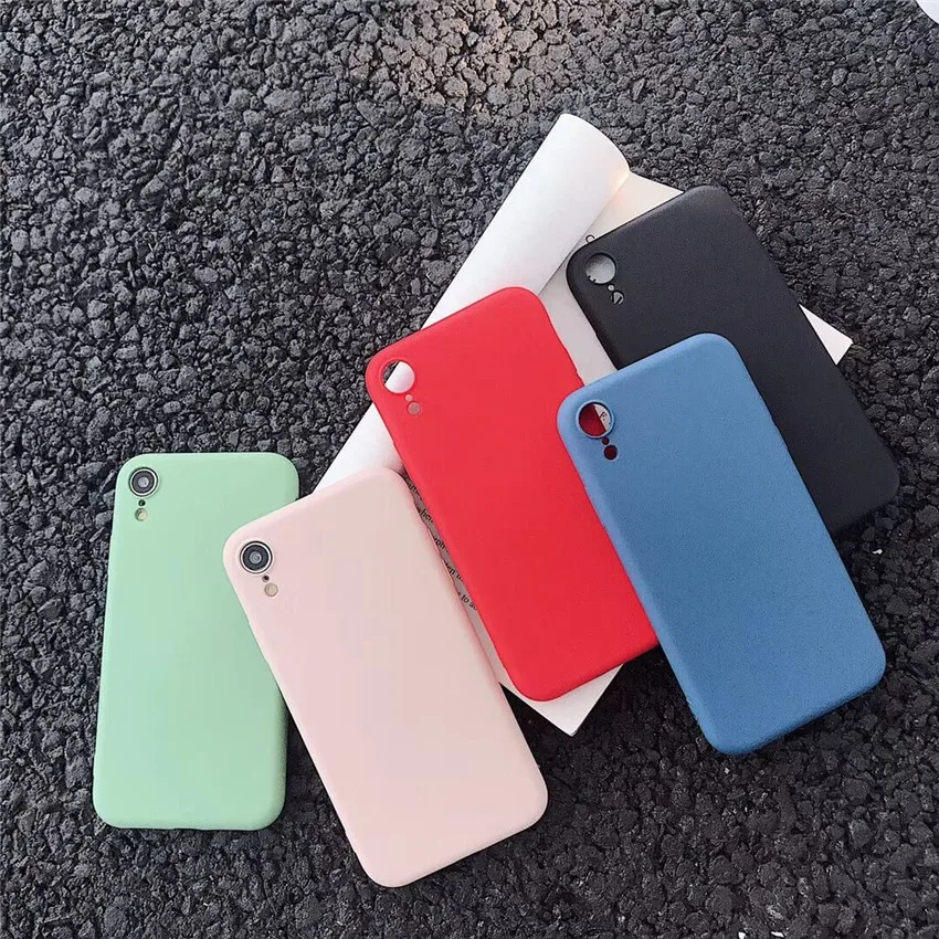 

Candy Color Phone Cases For iPhone XS Max XR XS X 6 6S 7 8 Plus Ultra-thin Soft TPU Simple Phone Back Cover Case Gifts