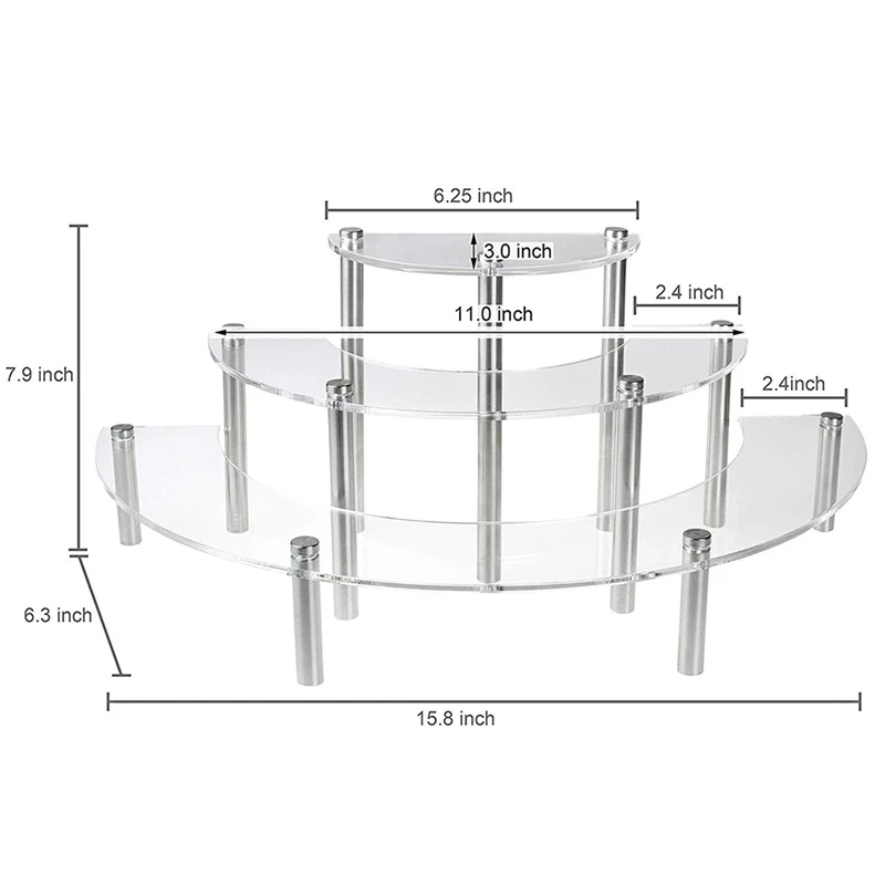  Promotion 3-Tier Clear Acrylic Semicircle Round Cupcake Dessert Display Stand