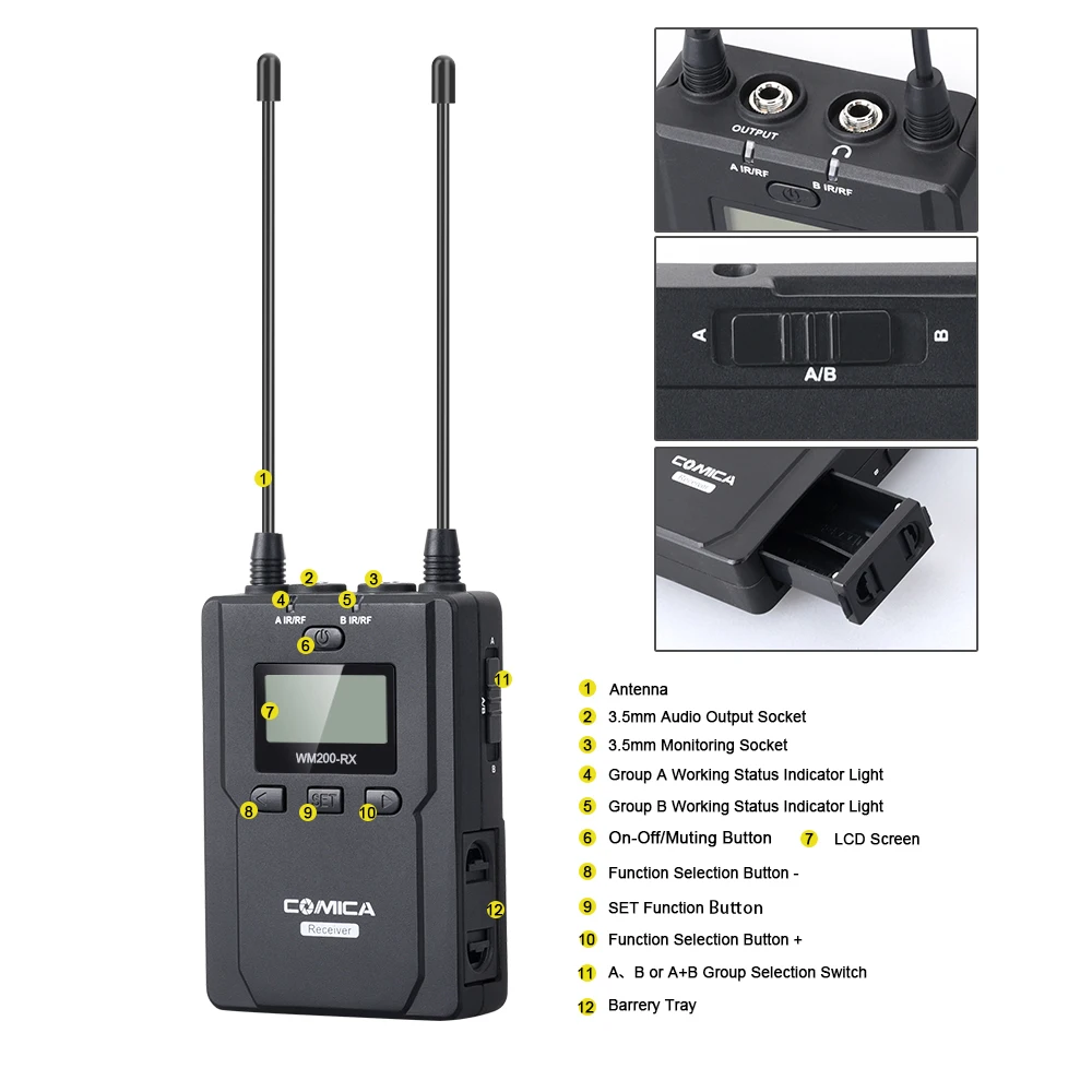 CoMica CVM-WM200C Pro Wireless Metal Microphone 1