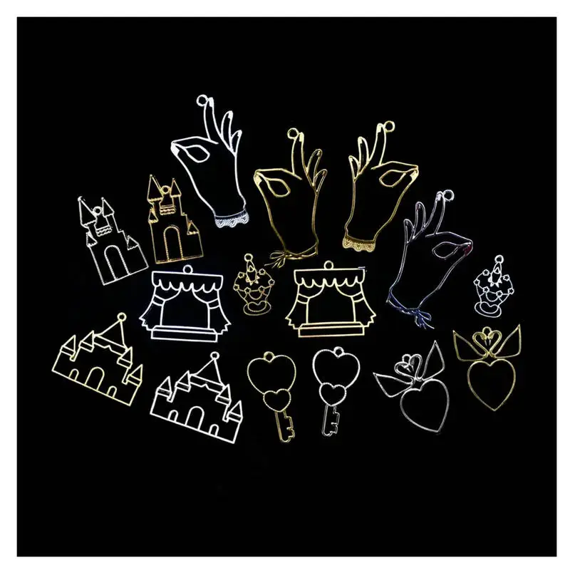 

5pcs DIY Princess Castle Perfume Bottle Metal Frame Accessories Jewellery Pendant Charms Handmade Open Bezels UV Resin Jewelry