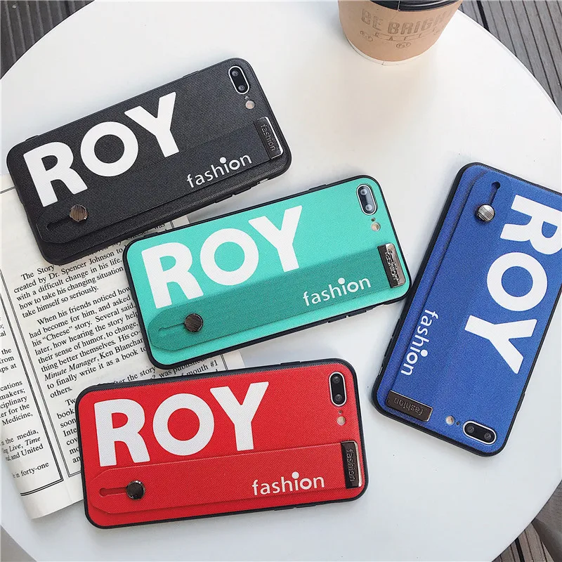 

3D Relief Fundas ROY Holder Stand Phone Case for iphone X XR XS Max Silicone Wristband Case Coque On iphone 6 6S 7 8 Plus Cover