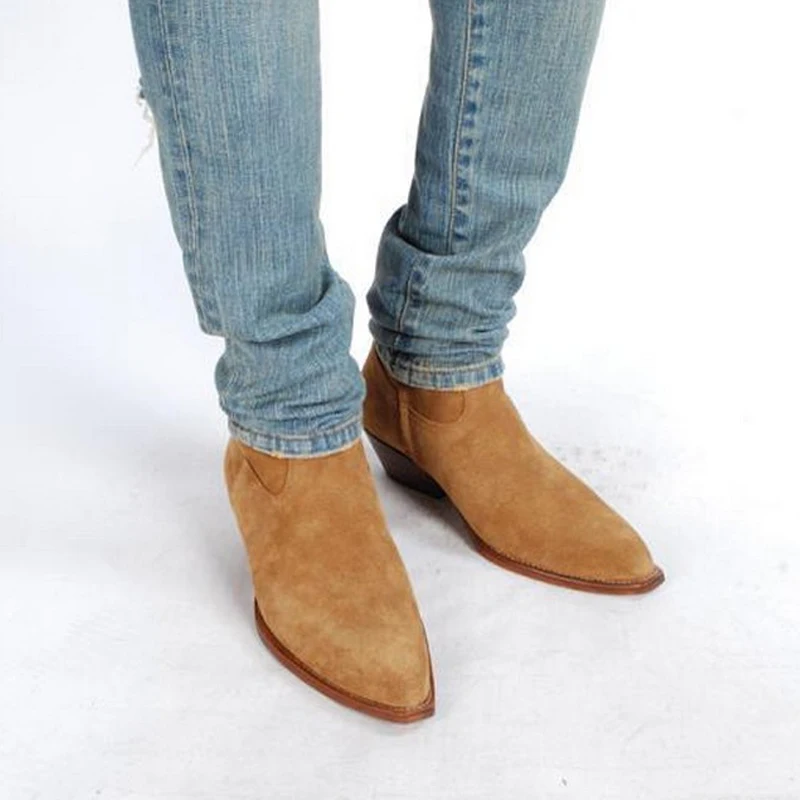 mens stacked heel chelsea boots