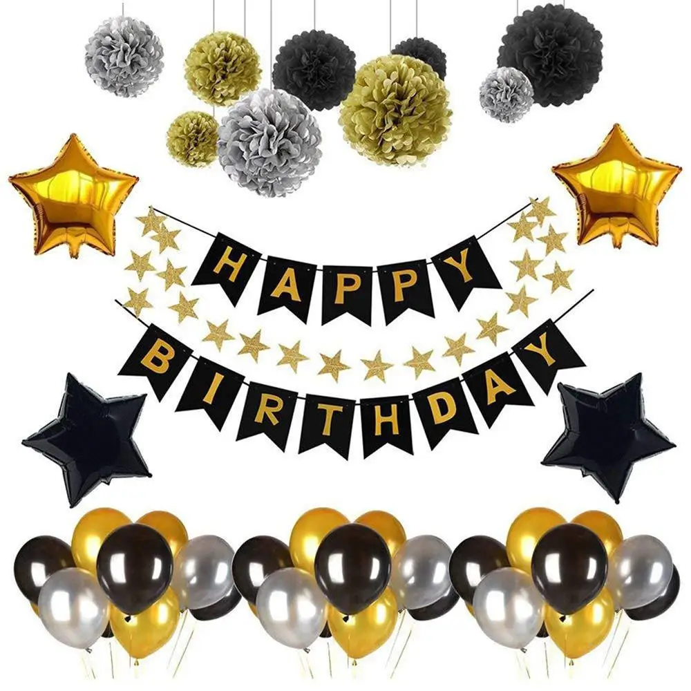 

Party Decoration Birthday Balloons Air Helium globos Star Shape Decoration Tissue Pom Poms Birthday Flag balony Decor Balls