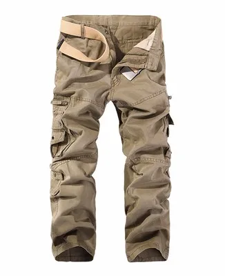 Новинка, мужские брюки-карго с большими карманами, мужские повседневные брюки, легко стирающиеся, Осенние армейские зеленые брюки, мужские брюки, размер 40