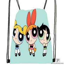 Пользовательские Powerpuff девушки походная сумка на шнурке милый рюкзак дети ранец(черная спина) 31x40 см#180531-02-59