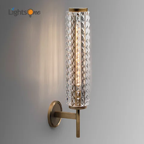 Lâmpada de Parede Espelho do Banheiro Moderna Cobre Luxo Cristal Sala Estar Farol Villa Luz Parede Pós