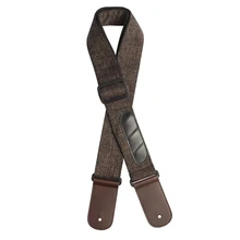 New Guitar Strap Multifunction Linen Cowhide Guitarra Pick Holder Straps with 3 Pick for Electric Acoustic Bass Guitar
