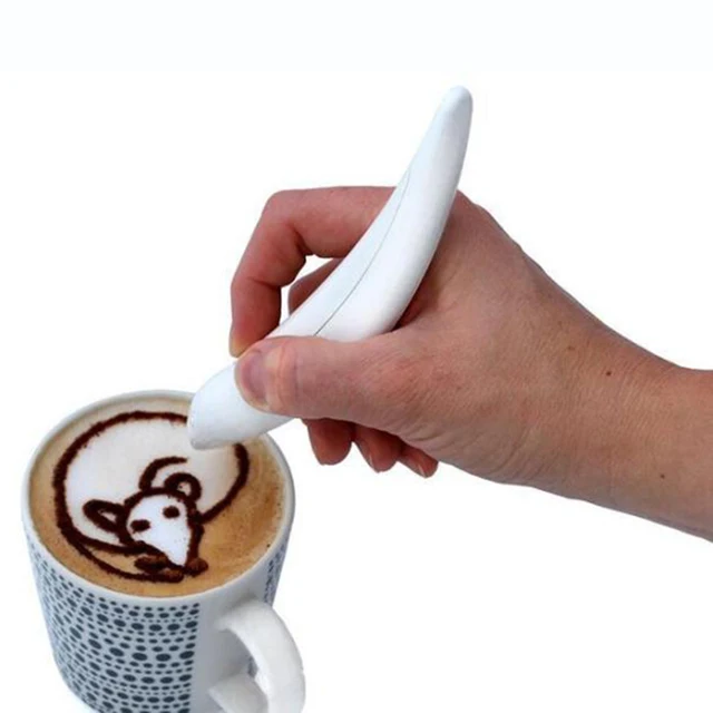 Best Offers Electrical Latte Art Pen Coffee Latte Decorating Seasoning Pen Cake Decoration Nozzle Tool Carving Pen Baking Pastry Tool KC1709