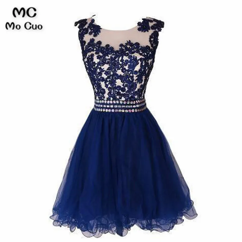 Navy Blue Homecoming Dress 2018, New Style Prom Dress with Beaded Belt, Tulle Formal Dress11