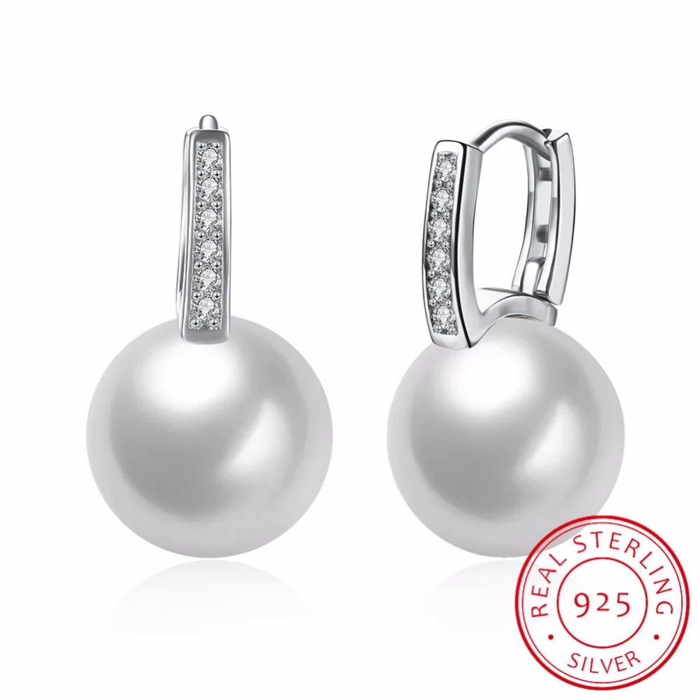 

LEKANI Fashion Woman Fine Jewelry Newly Issued Tiny CZ Pave Pearl Small 925 Sterling Silver Cute Girls' Hoop Earring Brincos