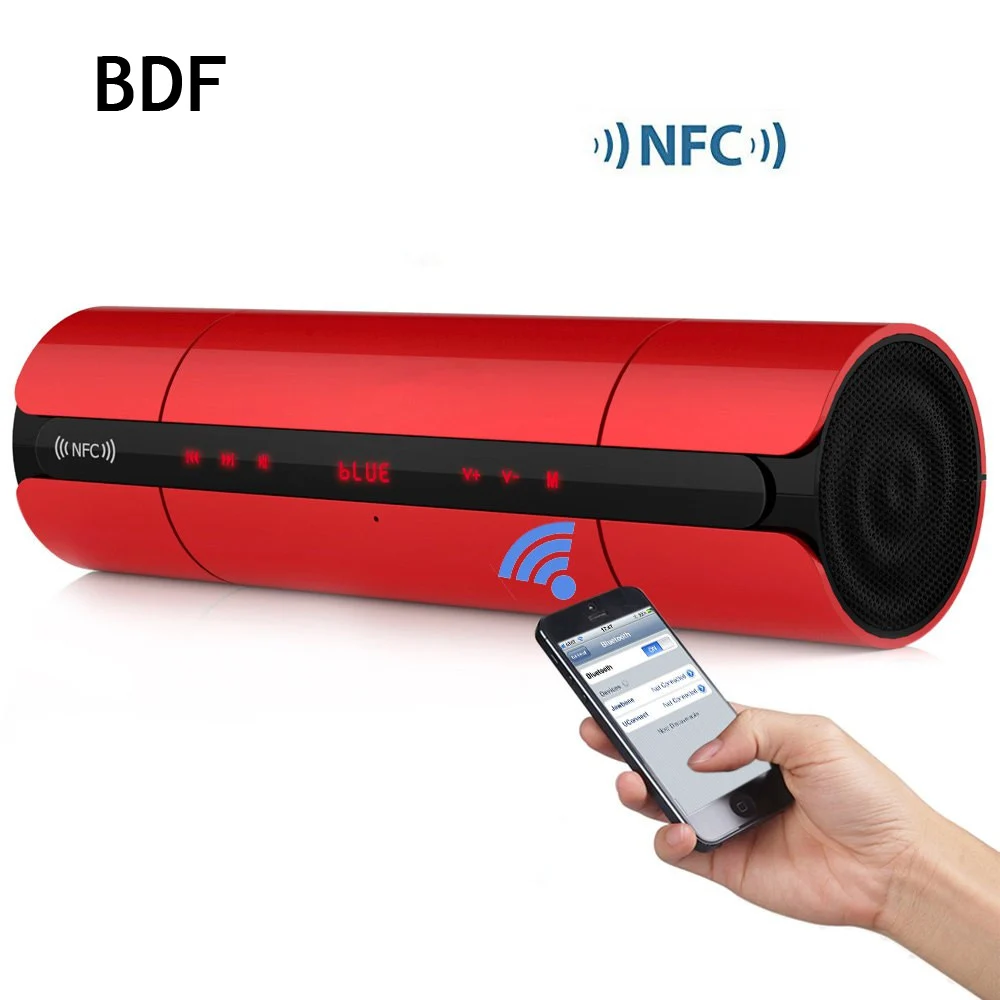 Bdf Портативный KR8800 Bluetooth Динамик V3.0 светодиодный сенсорный кнопка NFC fm