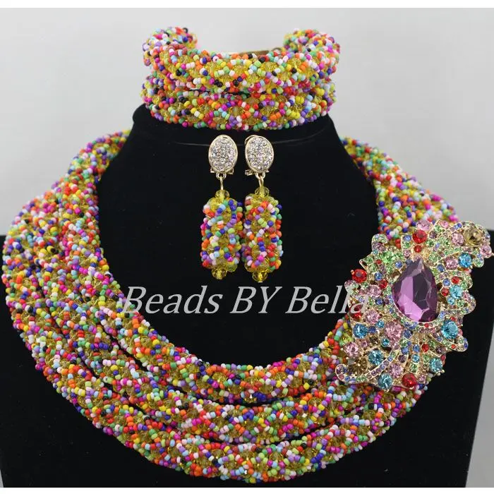 Multicolor Crystal font b Beads b font Necklace New Nigerian Wedding font b African b font