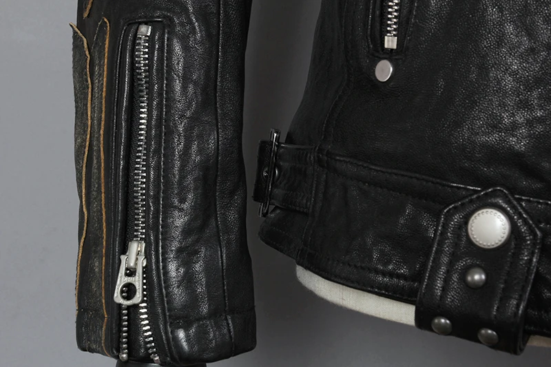 Cheap 2019 Fashion Genuine Leather Jacket Men Sheepskin Turn Down Collar Slim Fit Real Leather Jacket Short Letter pattern Autumn Coat 11