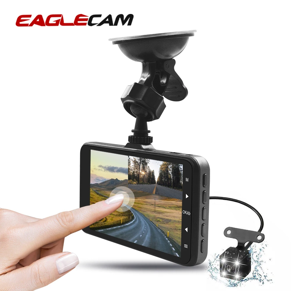 Dash Cam Full HD 1080P Video Recorder Car Touch screen DVR Camcorder Front+Rear Dual Lens Camera Night Vision G-Sensor Rear View