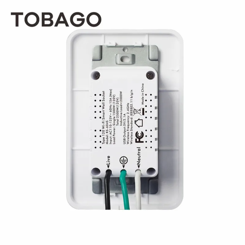 TOBAGO US Smart Wi-Fi Duplex TR сосуд с 2.1A USB порт зарядки, встраиваемая розетка Беспроводное управление выходом на стену Smart Life