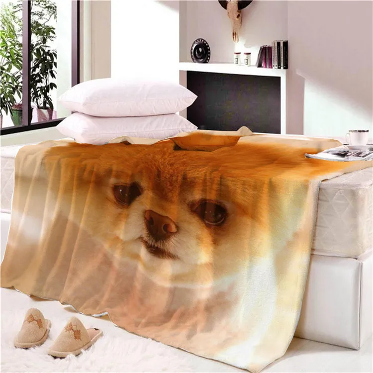 Funny Art Pet Dog Blankets Cute Pitbull Bed Sofa Couch Blanket Fleece Soft Warm Throw Blankets