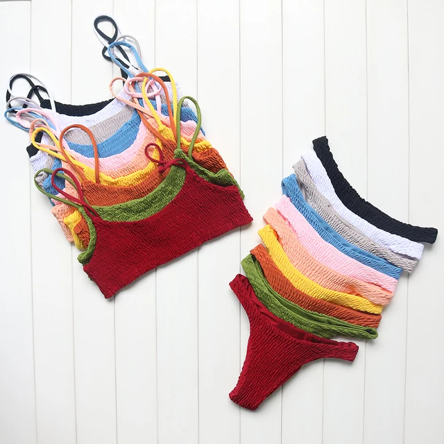 US $12.16 OMKAGI Brazilian Bikini 2018 Swimsuit Women Swimwear Off Shoulder Sexy Push Up Thong Bikinis Set Sw