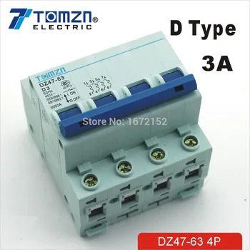 

4P 3A D type 240V/415V Circuit breaker MCB 4 POLES