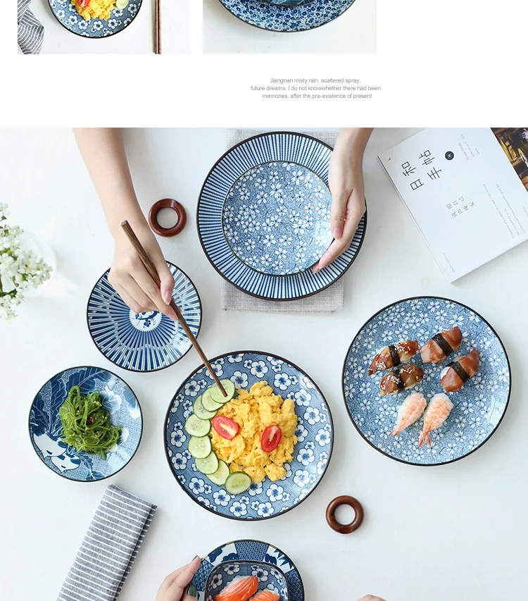 Японский синий и белый керамический ужин фрукты суши тарелка для Овощей посуда