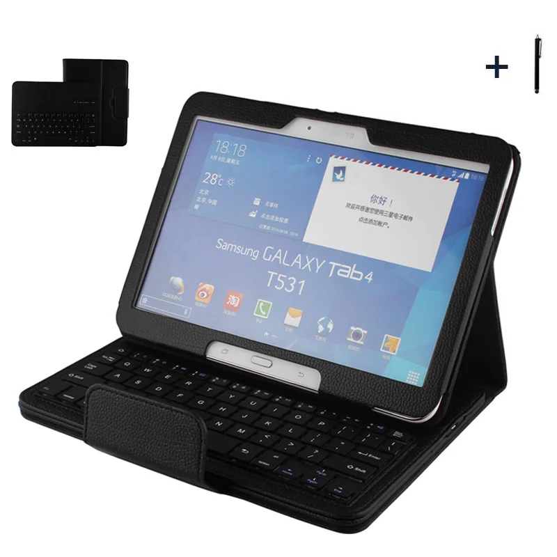 Беспроводная Bluetooth клавиатура для samsung Galaxy Tab 4 10,1 чехол для Galaxy Tab4 10,1 T530 Планшет Флип кожаный чехол подставка+ ручка