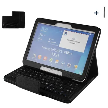 

Wireless Bluetooth Keyboard For Samsung Galaxy Tab 4 10.1 Case For Galaxy Tab4 10.1 T530 Tablet Flip Leather Stand Cover +Pen