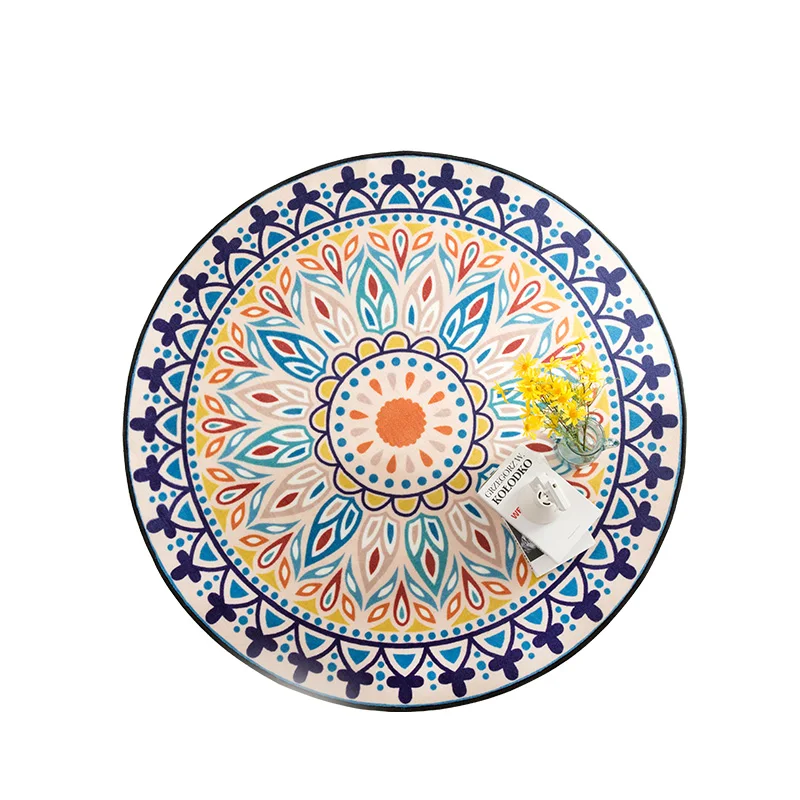 

WINLIFE Ethnic Round Area Rug Home Mat For Living Room/Bedroom Decorative Rug Tea Table Mat Computer Chair Rug Creative Mat