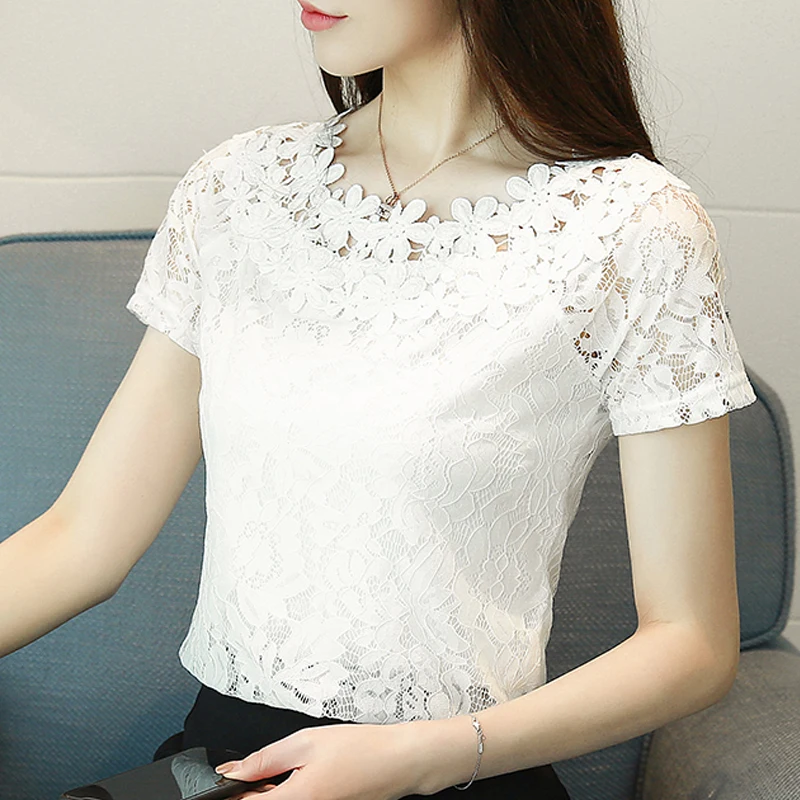 Blusas Mujer Corta De 30 Ropa white Moda Mujeres Blusa Black Nuevo Camisa 2019 Dulce Encaje Verano Tops Negro Manga Blanco D698 YwxSSagq6n