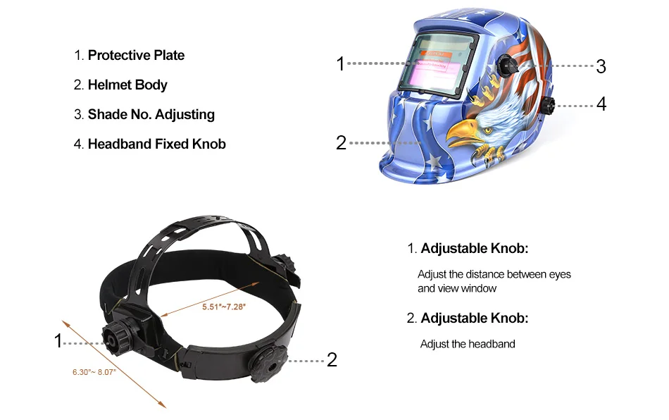 MZ225 сварочный шлем/маска для Mig Tig Arc Blue Eagle на солнечных батареях Авто Затемнение Сварочный капот/Крышка Регулируемый диапазон теней 4/9-13