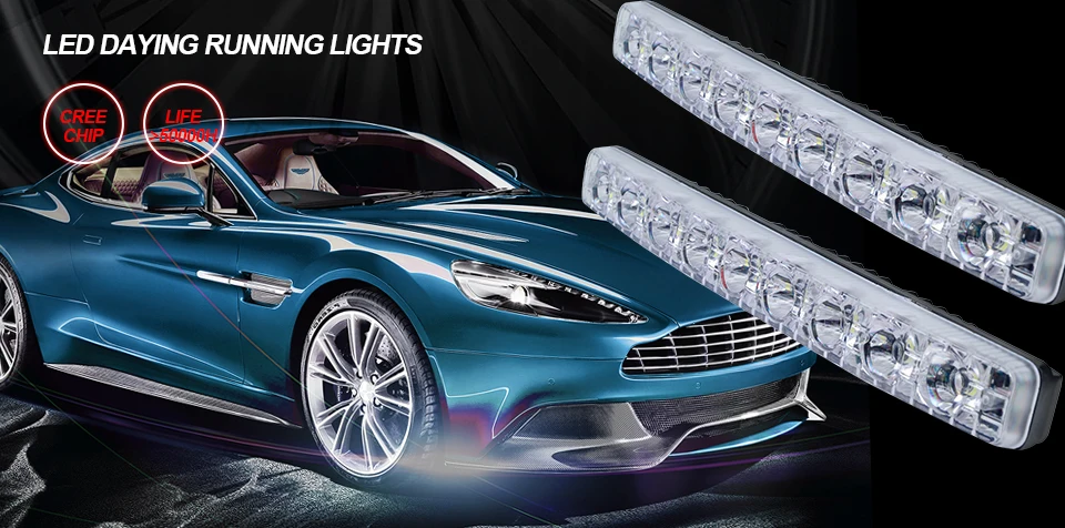 Car Headlight High Power HighLow Beam Aluminum Warning Driving Fog Lamp Auto Head LED Daytime Running Lights With Len Xenon DRL (1)