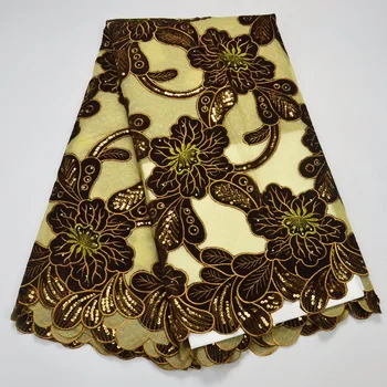 

wedding dress appliques velvet lace african swiss voile lace fabric with sequins high quality wholesale 5yard/lotBM-56