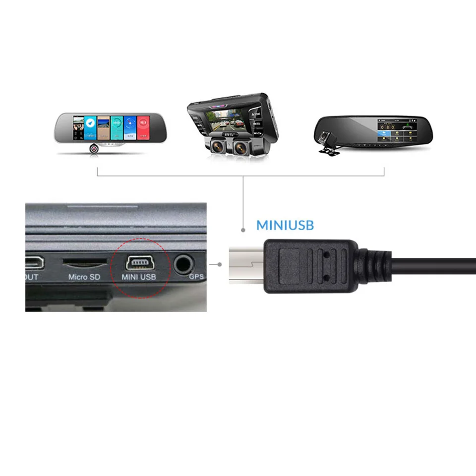 Unnlink البسيطة كابل يو اس بي 3.5 متر DC 5 V 2A الحالي النحاس سلك موصل معزول الطاقة كابل إمداد الطاقة الحبل ل كاميرا أمامية للسيارات مسجل نظام GPS مزود ب...