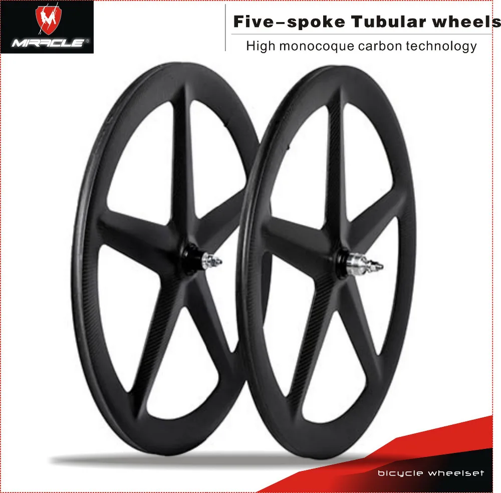 Buy NEW MIRACLE 700c carbon five spoke wheel tubular aerospoke fixed gear