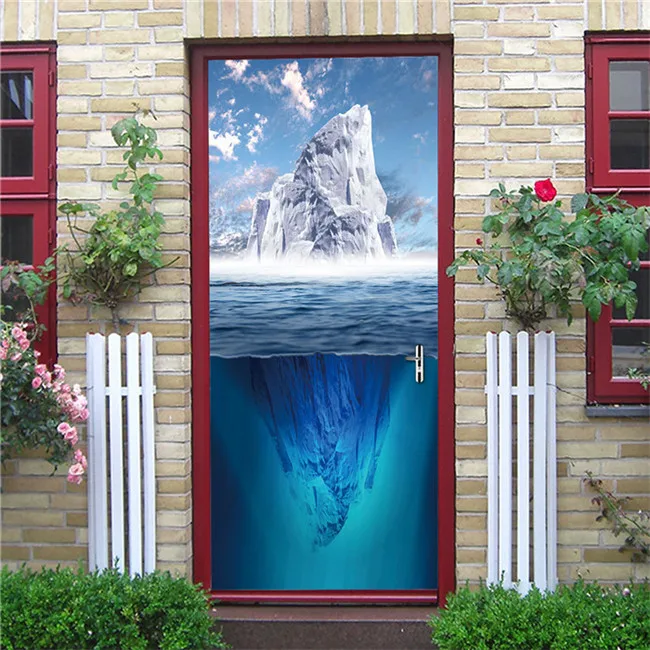 2 шт./компл. Ретро библиотека 3D клей двери обои Водонепроницаемый домашнего декора гостиной наклейка-фреска для комнаты Стикеры книга океана плакат - Цвет: DZMT060