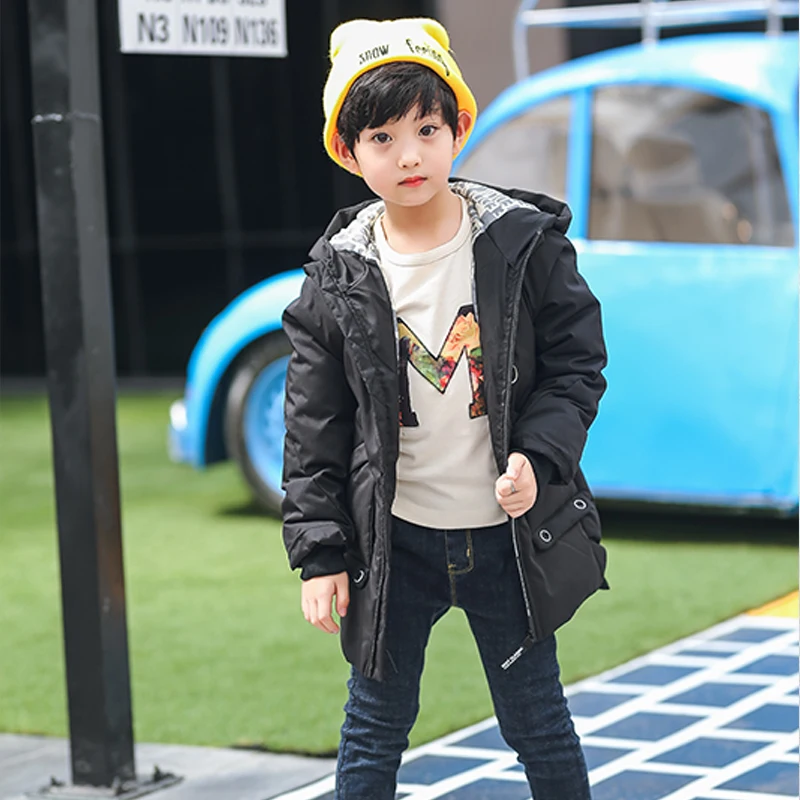 

Jacket for Boys Kids Black Down Jackets for girls Hooded Light Long Parkas Toddler Spring Autumn Coat Size 5 6 8 10 12 Year