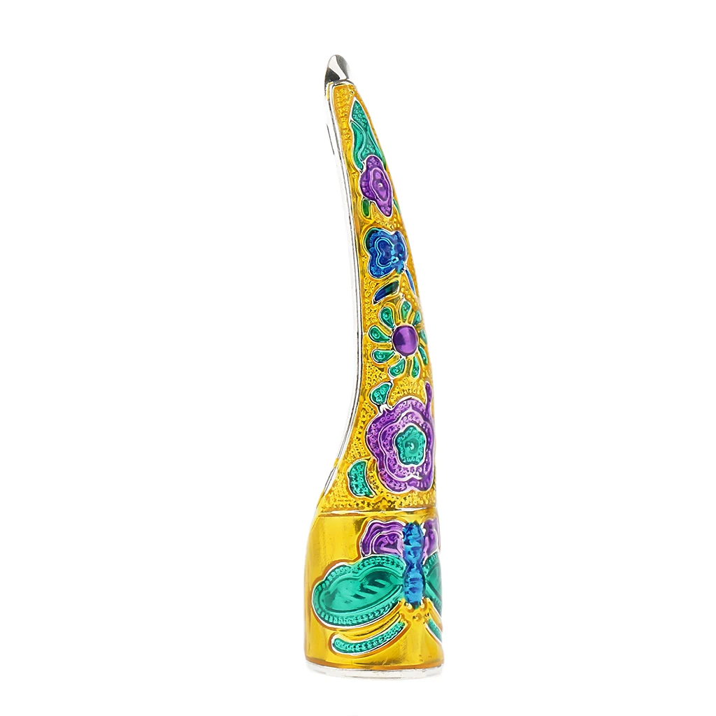 Vintage Long Fingernails Joint Womens Belly Dance Gypsy Egyptian Finger Nails Ring for Fancy Dress Ball Stag Performance Cosplay