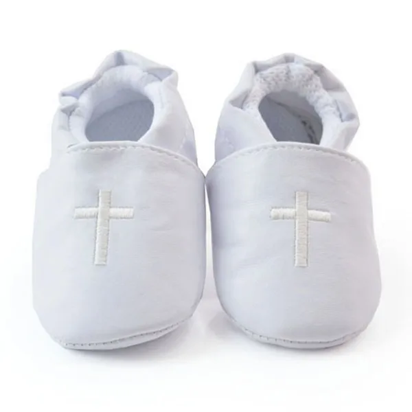 Первые ходунки для маленьких мальчиков и девочек, церковные туфли с мягкой подошвой кожаные крестик крещение туфли для крещения