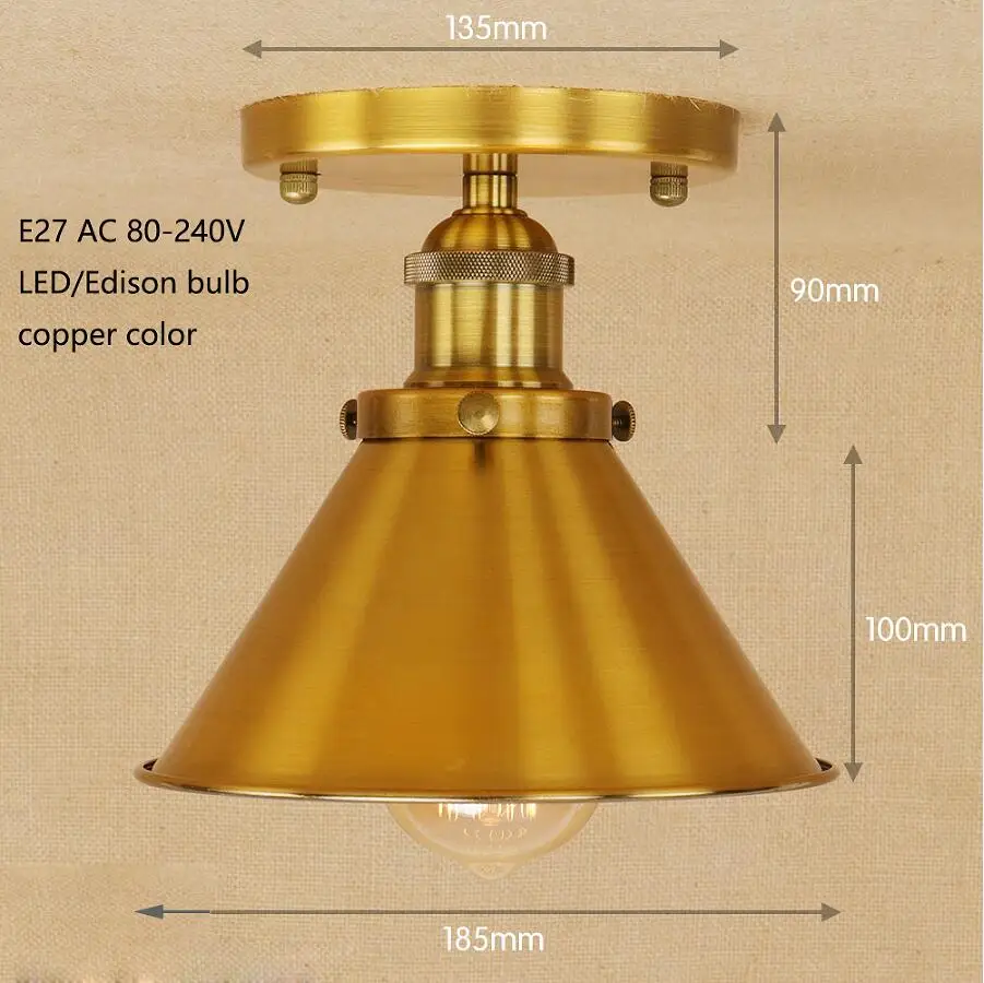 5 стилей, винтажный потолочный светильник в стиле лофт, Светодиодная лампа E27 AC 110V 220 V, потолочные светильники, декоративный светильник для спальни, гостиной, ванной комнаты - Цвет корпуса: X032 copper