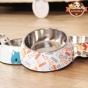 

Stainless Steel Interactive Slow Food Bowl Cat Dog Bowls Print Pattern Pet Food Feeders Health Chihuahua Water Bowl Water Bottle