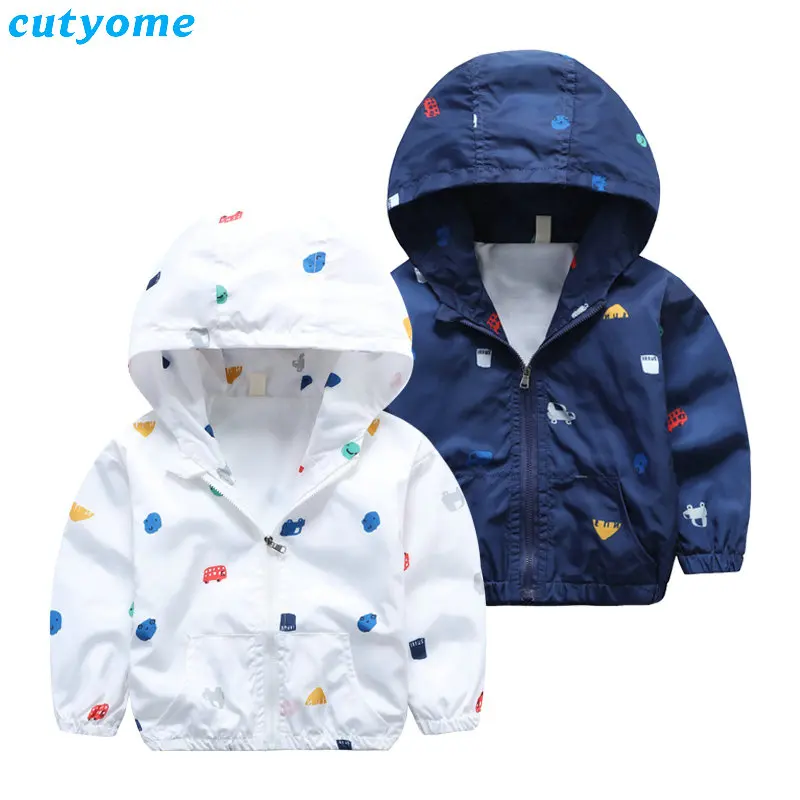 Cutyome Kids Baby Boys Jacket Coat Hooded Car Printed Windbreaker For
