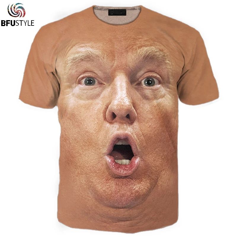 Мужская и Женская 3D футболка Shocked Face Trump модная забавная с коротким рукавом
