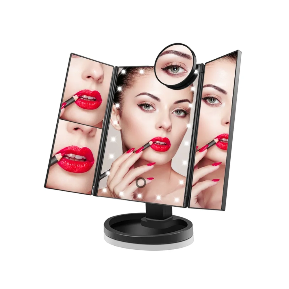 Зеркало для макияжа, настольный светодиодный светильник с сенсорным сенсором, косметический светильник, 1X 10X, женский косметический зеркальный светильник, USB, питание от батареи, косметические лампы