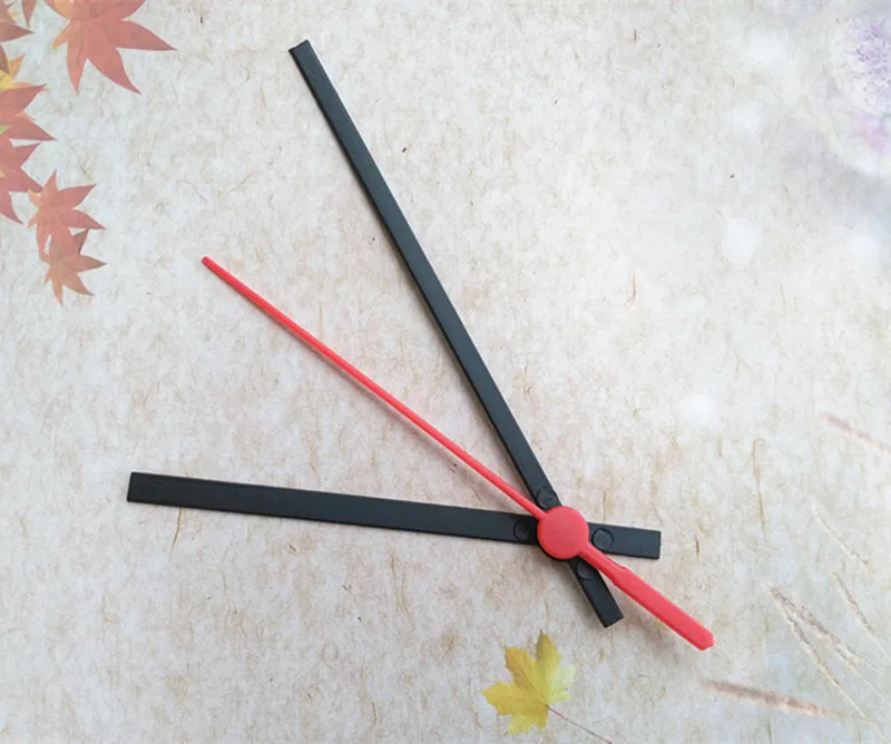 50 наборов,, пластиковые ручки, черная часовая минутка с красной секундной стрелкой для DIY настенных часов