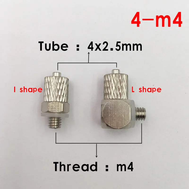 Мини-Пневматический фитинг наружная резьба M3 M4 M5 M6-Воздушная трубка 3 мм 4 мм 6 мм прямая пневматическая труба воздушный быстроразъемный соединитель - Цвет: 4-m4