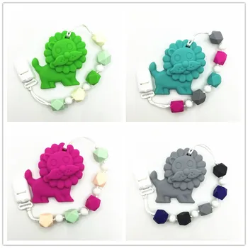 

Lion Teether Clip, Chew Beads, Teething Toy, Baby Teether, Silicone Beads, Teething Pendant, ,Pacifier Clip necklace