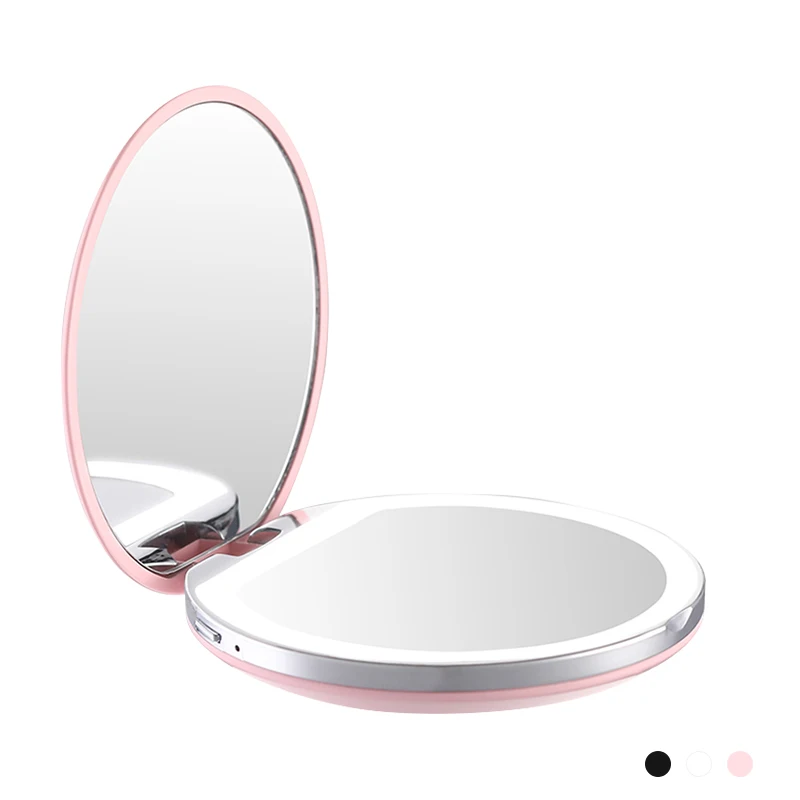 

2019 Mini Portable Lights LED Makeup Mirror 3X Magnify Hand Held Fold Built-in Battery Chargeable Beauty tools For Dropshipping