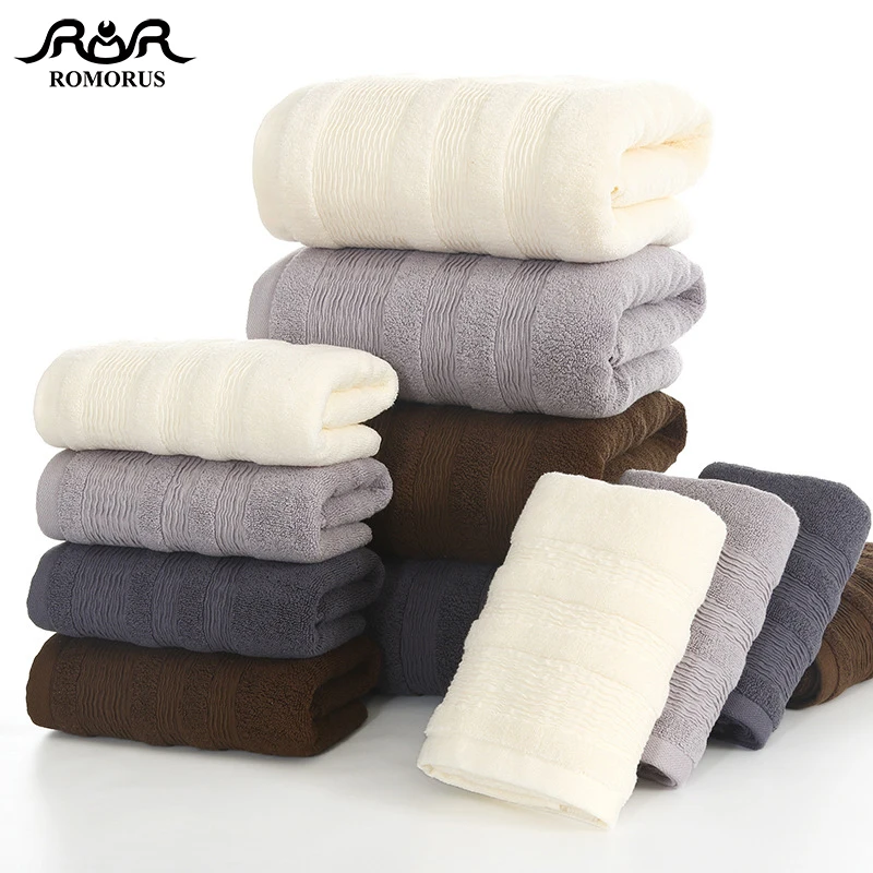 ROMORUS Luxury Design Pakistan Cotton Bathroom Towels Thick 100% Bath Towel Silver Gray Soft Adults Big Beach Face | Дом и сад