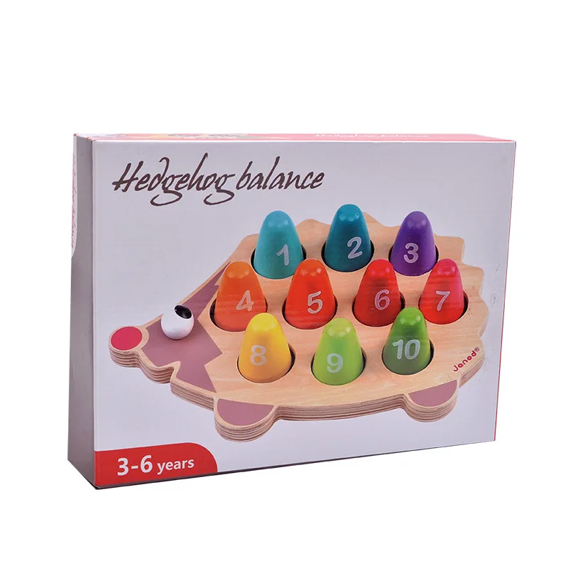 

Wooden hedgehog Balance Digital match game, stereo matching building blocks, creative building blocks children's intelligenc toy