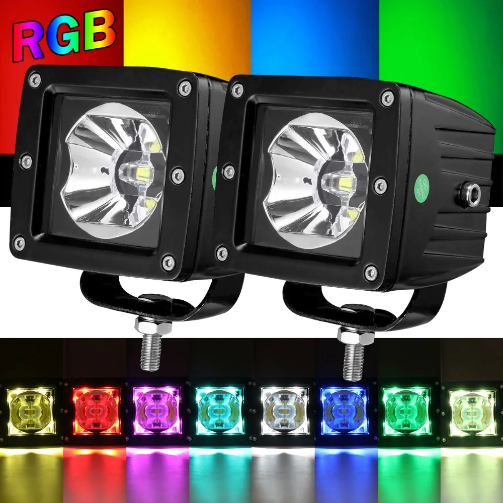 

CO LIGHT 30W 3Inch LED Work Light RGB Angel Eye Spot Flood Driving Fog Light Remote Control for Jeep SUV Offroad Trackor 12V 24V