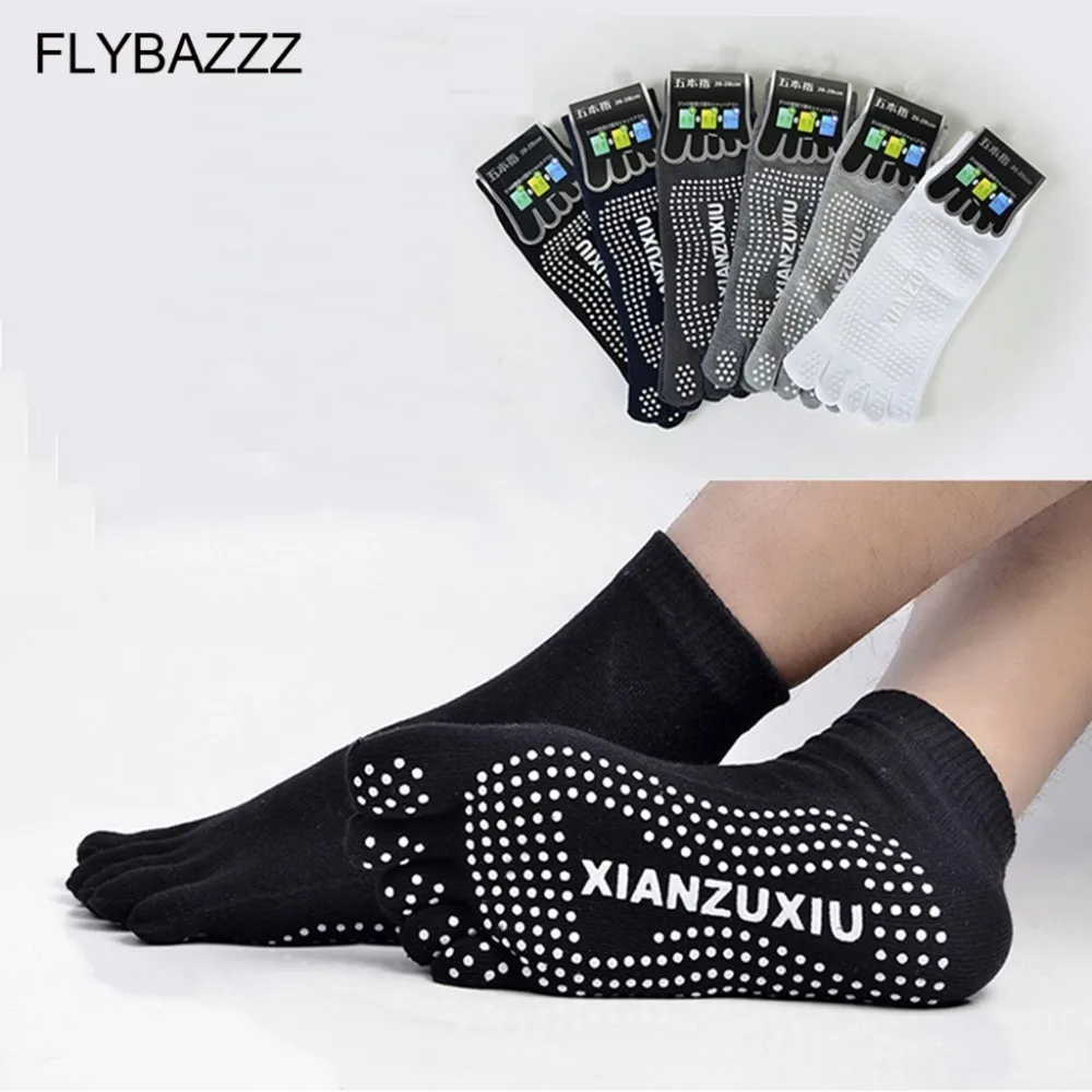 

Men 6 Colors Cotton Breathable Wicking Non-Slip Yoga Socks Sports Gym YOGA Deodorant Wings Socks 5 Toe Socks Male Cycling Socks