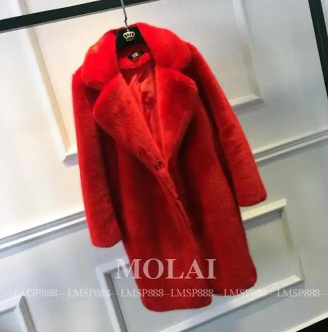 Осень-зима, новое модное длинное пальто из искусственного меха, Женское пальто из искусственного меха норки с большим отворотом, теплое пальто, Меховая куртка Casaco Feminino